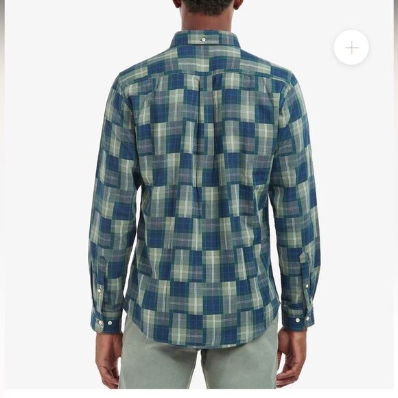 Barbour Tailored Fit 100% Cotton Button up Tartan Patch Shirt Sz M Kielder Blue - Picture 3 of 15
